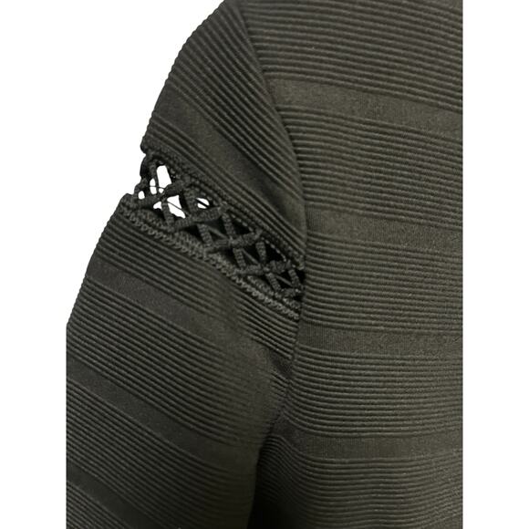 Topshop Dress Women’s 8 Black Openwork A-Line Short Sleeve Zipper Mini Dress - Picture 6 of 10